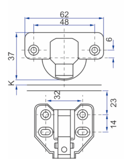 Two-way hydraulic fixed mounting plate hinge
